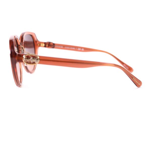 Coach Round Womens Sunglasses - Transparent Amber/Brown - NWT - Picture 8 of 13